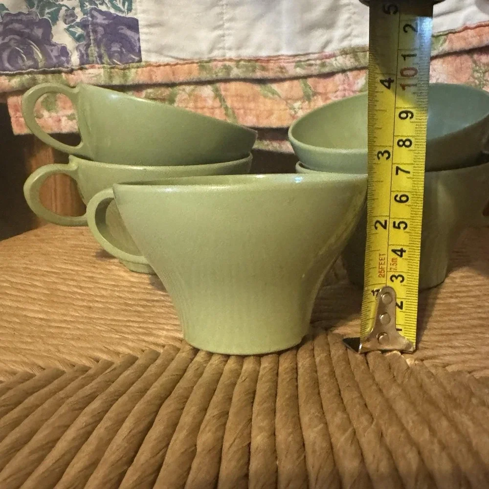 Vintage Melamine‎ Avocado Green Coffee Cups Set Of 5
